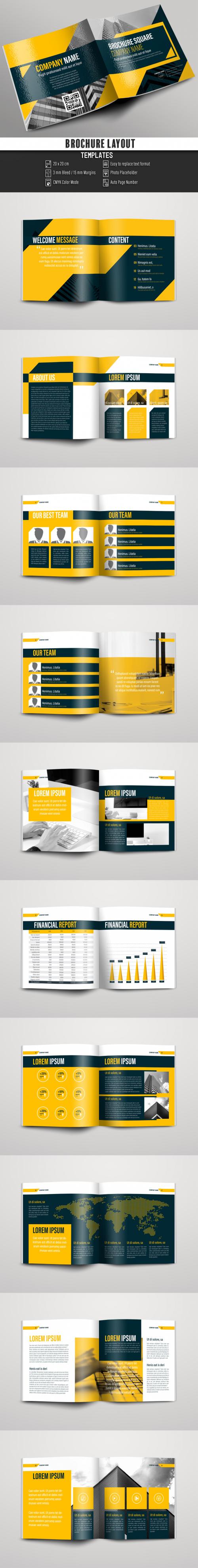 Yellow and Gray Square Brochure Layout - 180014119