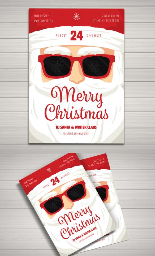 Christmas Party Santa Claus DJ Flyer - 180935613