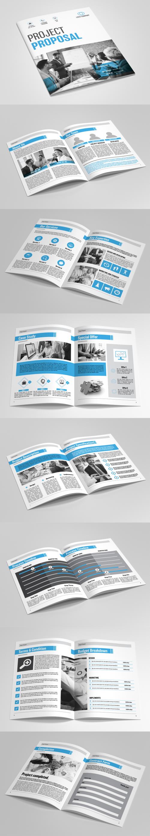 Business Proposal Layout with Blue Accents - 181532603