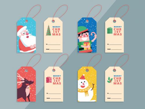 4 Christmas Gift Tag Layouts with Festive Illustrations - 181546374