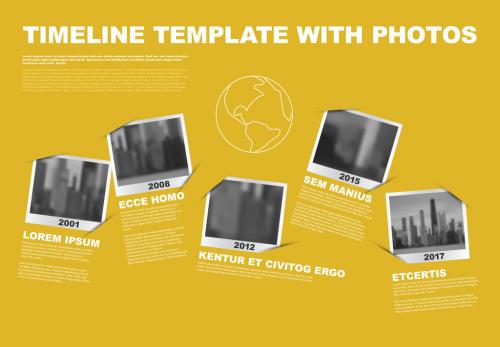 Photo Timeline Infographic with Blurred Effects on Dark Yellow Background - 182167601