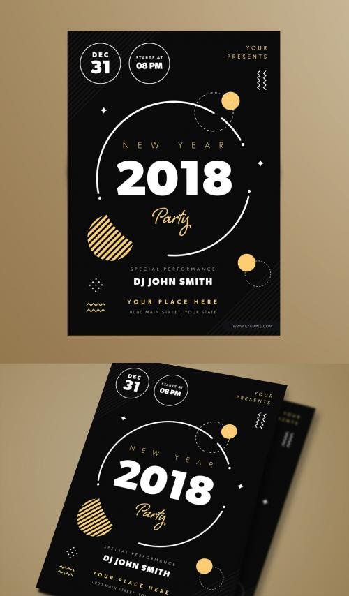 New Year's Eve Party Flyer with Geometric Elements - 182580511