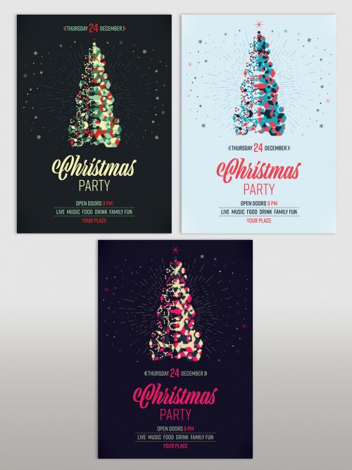 Christmas Party Flyer Layout in 3 Colors Palettes - 182910287