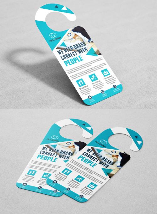 Business Door Hanger Layout with Teal Accents - 183011080