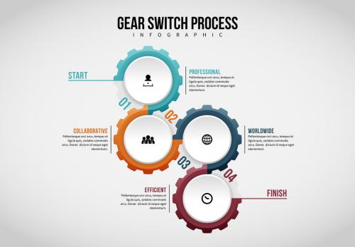 4 Gear Switch Process Infographic - 183400292