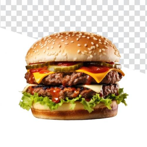 Premium PSD | Tasty double beef burger fresh juicy fastfood for menu Premium PSD