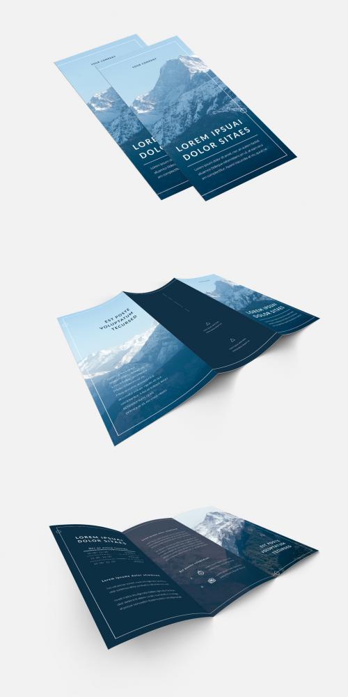 Tri-Fold Brochure Layout With Blue Accents 5 - 184308623