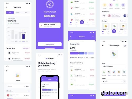 Netpay - Financial & Digital Wallet App UI Kit Ui8.net
