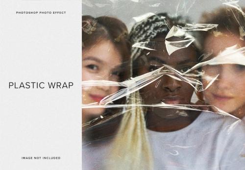 Premium PSD | Plastic wrap image effect mockup Premium PSD