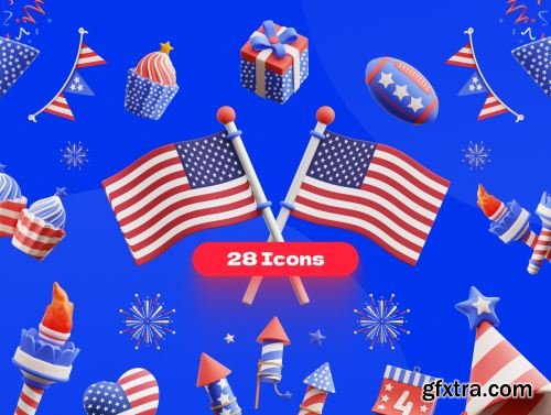 Independence Day 3D Illustrations Ui8.net