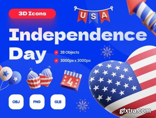 Independence Day 3D Illustrations Ui8.net