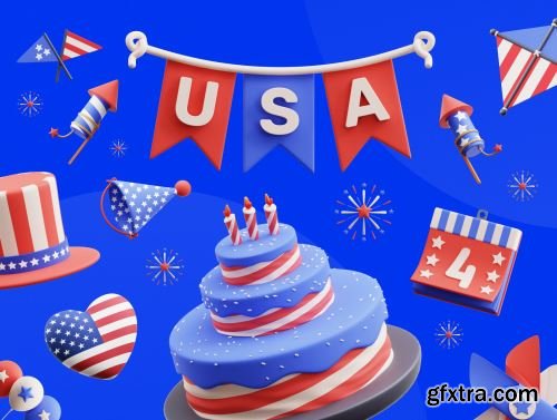 Independence Day 3D Illustrations Ui8.net