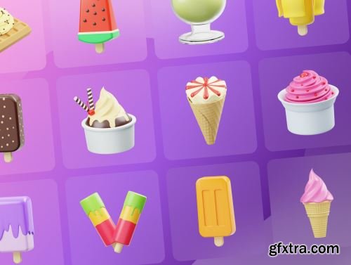 Ice Cream 3D Icon Ui8.net