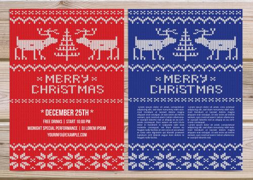 Christmas Flyer with Knit Sweater Background - 184830595