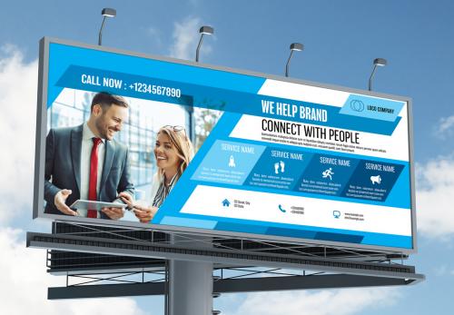 Business Banner Layout with Blue Accents - 185282563