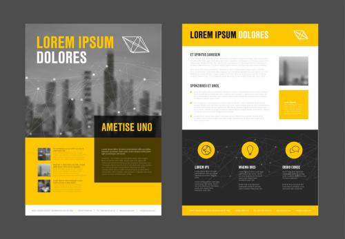 Business Flyer Layout with Yellow Accents - 185303061