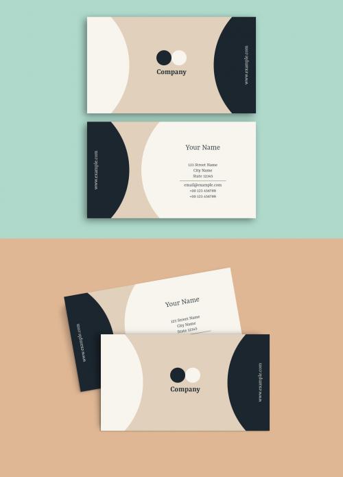 Business Card Layout with Modern Circular Elements - 185405348