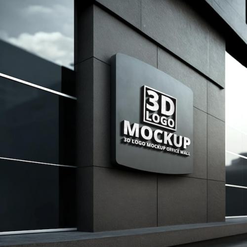 Premium PSD | 3d logo sign mockup in wall building Premium PSD