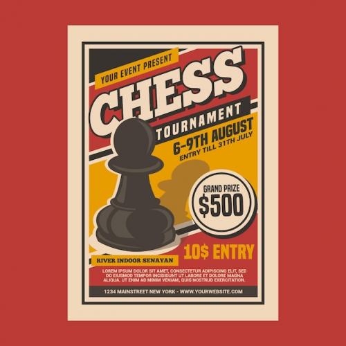 Premium PSD | Chess tournament flyer template Premium PSD