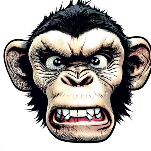 Premium PSD | Beautiful portrait laughing monkey ai vector art digital illustration image Premium PSD