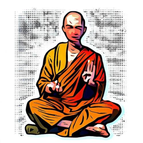 Premium PSD | Beautiful portrait laughing monk ai vector art digital illustration image Premium PSD