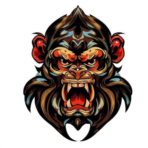 Premium PSD | Beautiful portrait laughing monkey ai vector art digital illustration image Premium PSD