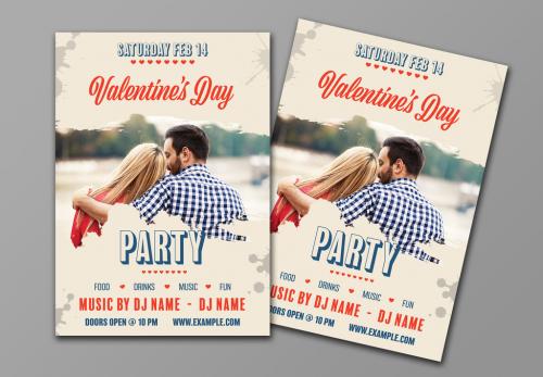 Valentine's Day Flyer with Brush Stroke Photo Effects - 187382490