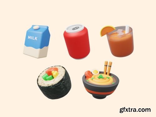 Food & Beverage 3D Icon Pack Ui8.net