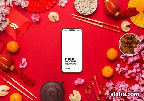 Chinese New Year Concept Phone Mockup NQGXUN2