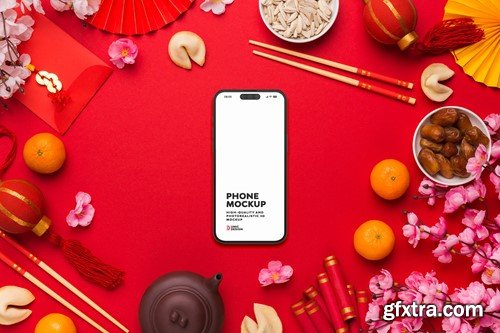 Chinese New Year Concept Phone Mockup NQGXUN2