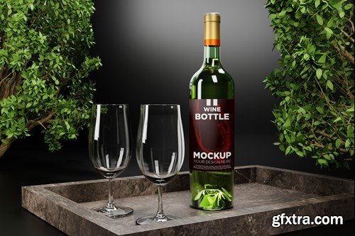 wine bottles stand luxuriously mockup F2YVJSX