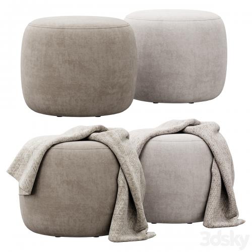 Wide Velvet Round Footstool Ottoman by Gardeco