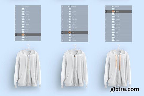 Front and Back Zip Hoodie Mockup On Hangers D59KXSY