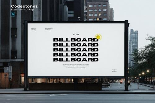 Realistic Horizontal Billboard Mockup