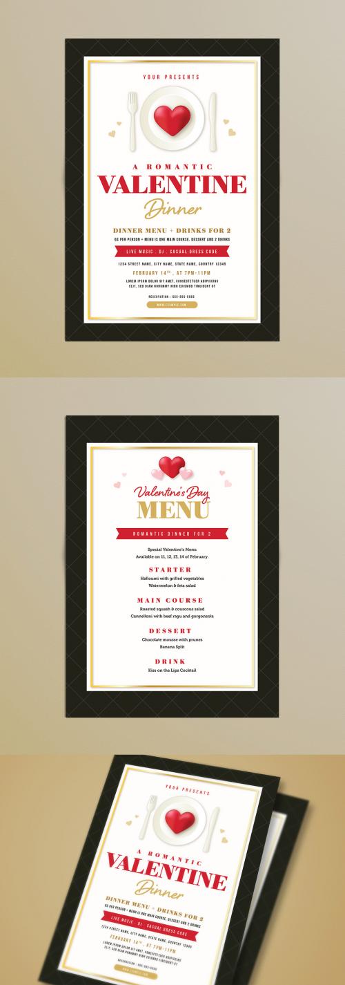 Valentine's Day Dinner Flyer and Menu - 188582446