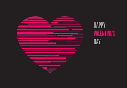 Valentine's Day Card with Pink Lines on Black Background - 189514246