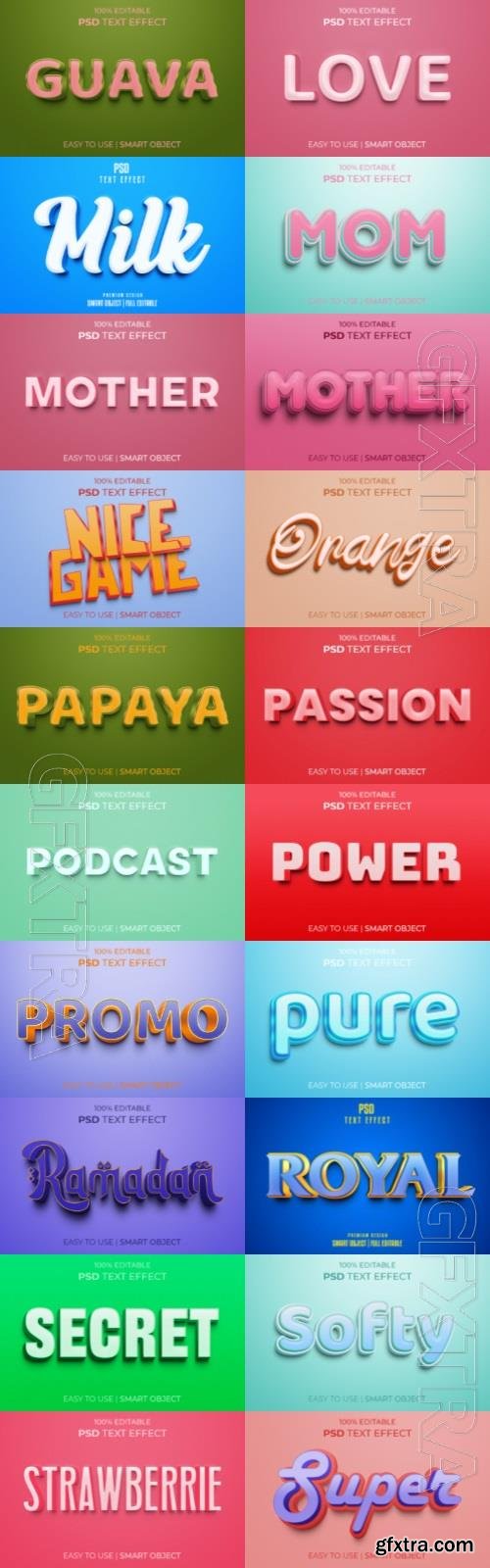 20 Psd style text effect editable set vol 57