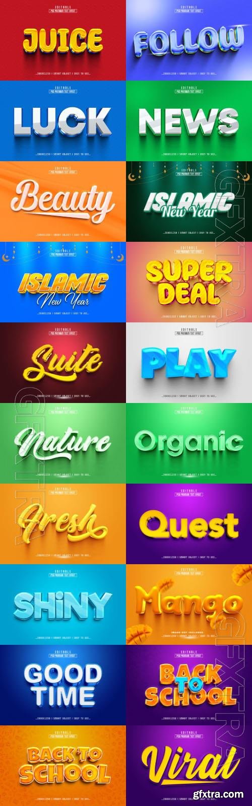 20 Psd style text effect editable set vol 61