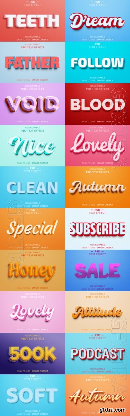 20 Psd style text effect editable set vol 55