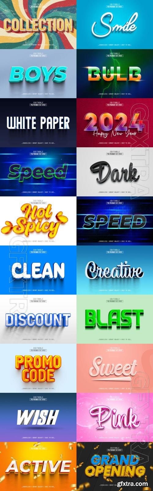 20 Psd style text effect editable set vol 65