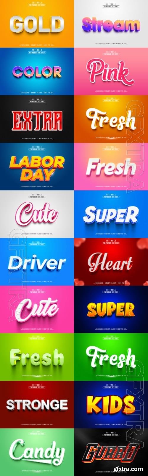 20 Psd style text effect editable set vol 62