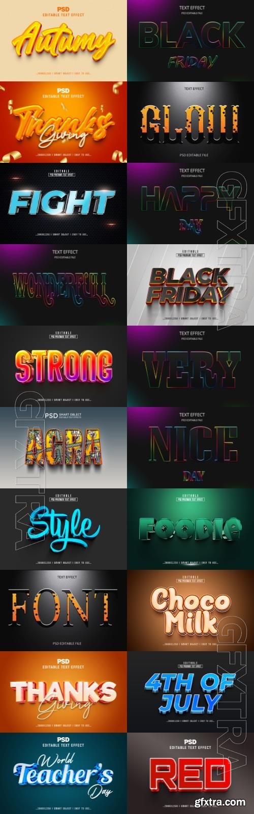 20 Psd style text effect editable set vol 60