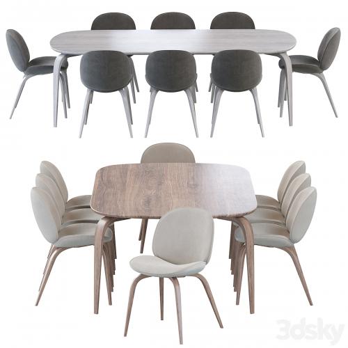 Beetle Dining Chair and Gubi Dining Table Elliptical