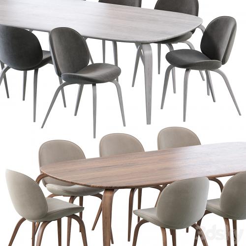 Beetle Dining Chair and Gubi Dining Table Elliptical