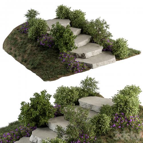 Landscape Furniture Rock stairs with Garden - Architect Element 56