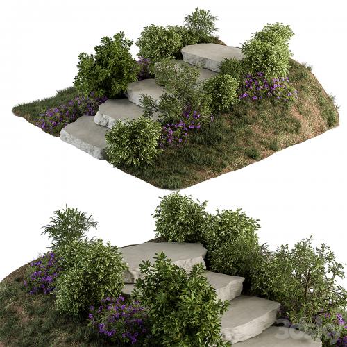 Landscape Furniture Rock stairs with Garden - Architect Element 56