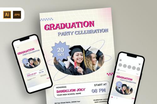 Y2K Minimalist Graduate Celebration Flyer Template