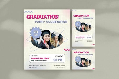 Y2K Minimalist Graduate Celebration Flyer Template