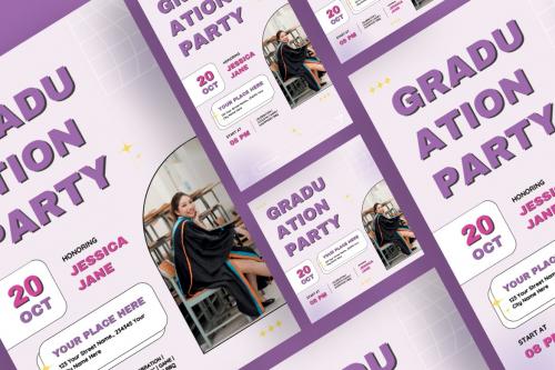 Light Purple Y2K Graduation Party Flyer Template