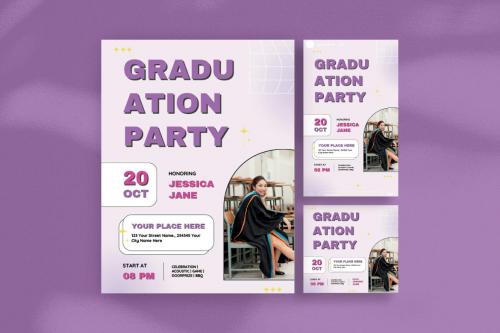 Light Purple Y2K Graduation Party Flyer Template